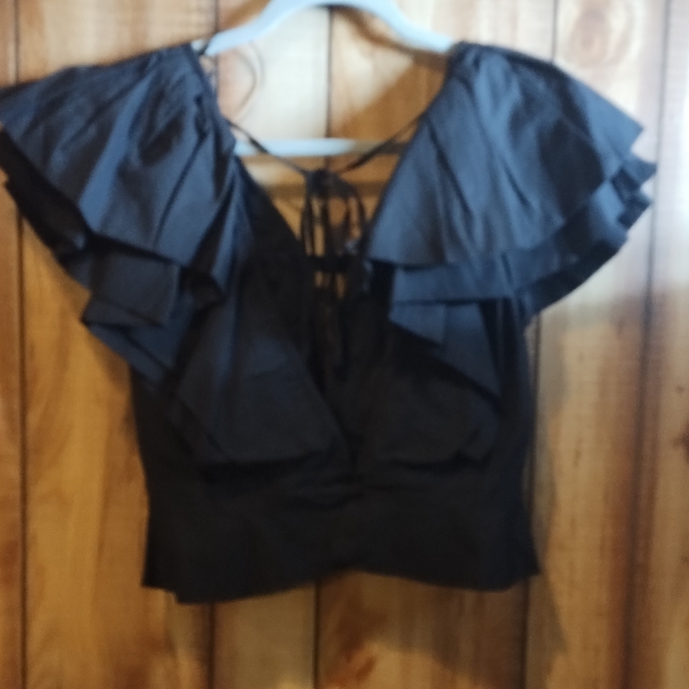 Black Ruffled Shirt - Picture 2 of 3